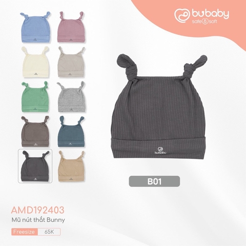 BU - BU - Mũ nút thắt Bunny - Free size - Ghi đen - AMD192403.FREB01 ZT1