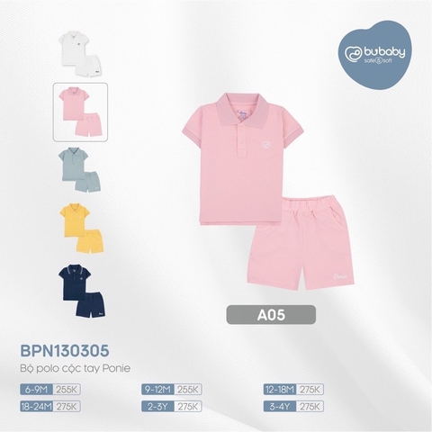 BU S20 - Bộ ngắn tay cổ Polo Ponie - BPN130305 - Hồng - 18-24M - SS25.BP