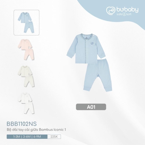 BU S20 - Bộ dài tay cài giữa Bambus Iconic 1 - BBB1102NS - Blue - 3-6M - SS25.BP