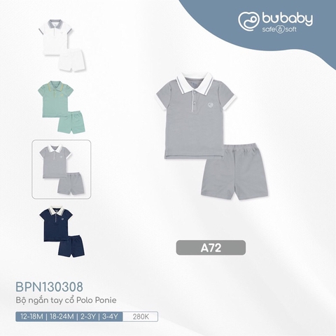 BU - Bộ ngắn tay cổ Polo Ponie - BPN130308 - Ghi - 2-3Y - SS25.BP