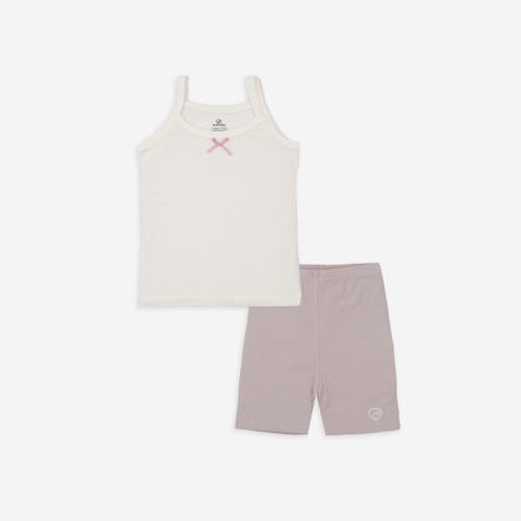 BU S20 - Bộ áo 2 dây, quần đùi bé gái Molist 3 - BMD153102 - Trắng+nâu sữa - 3-4Y - SS25.BP