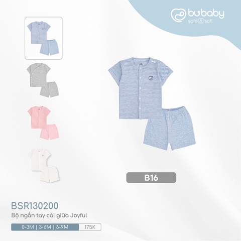 BU - BU - Bộ ngắn tay cài giữa Joyful - kẻ blue - BSR130200.0B16 ZT1