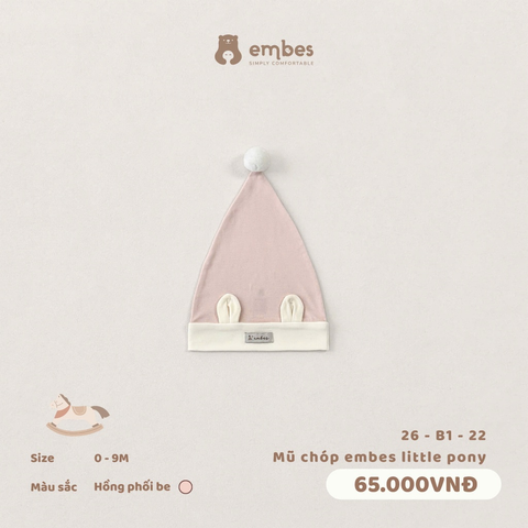 EMBES - Mũ chóp embes little pony - 26-B1-22 - Hồng Be - 6-9m