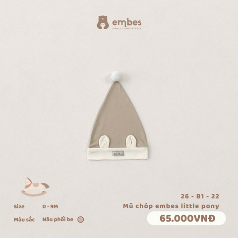 EMBES - Mũ chóp embes little pony - 26-B1-22 - Nâu Be - 6-9m