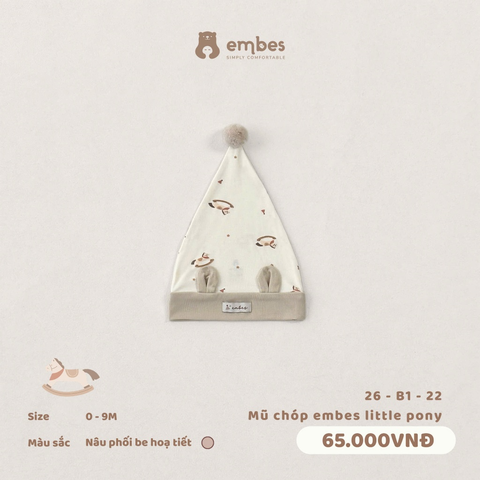EMBES - Mũ chóp embes little pony - 26-B1-22 - Nâu Họa Tiết - 3-6M