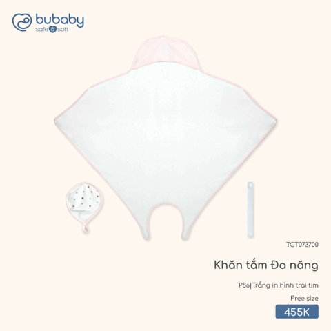 BU - Khăn tắm Đa năng TCT073700 - TCT073700 - Trắng in hình trái tim - FS - SS25.T11A