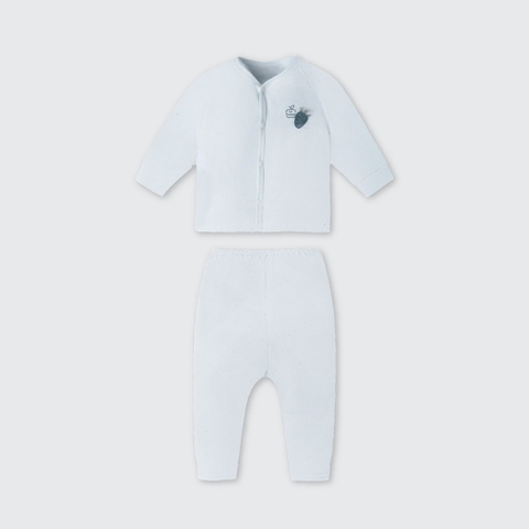 LP - Set Dài tay La Pomme cúc thẳng sticker - Xanh
