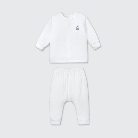 LP:-:Bộ:dài:tay:La:Pomme:cúc:thẳng:mềm:mịn:-:Trắng:-:Newborn:-:SS26.GM