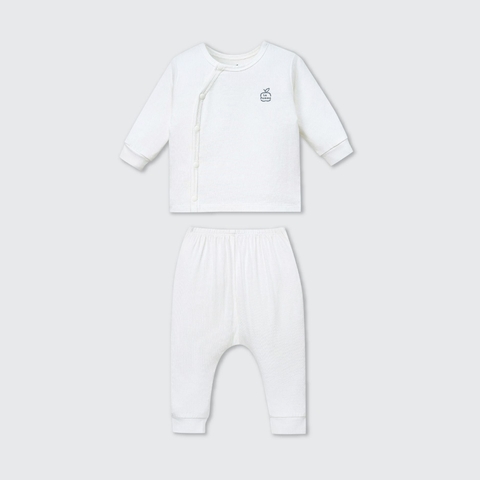 LP:-:Bộ:dài:tay:La:Pomme:cúc:lệch:mềm:mịn:-:Trắng:-:Newborn:-:SS26.GM