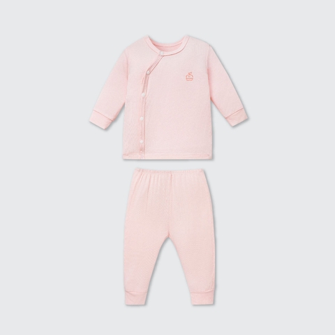 LP - Bộ dài tay La Pomme cúc lệch mềm mịn - Hồng - Newborn - SS26.GM