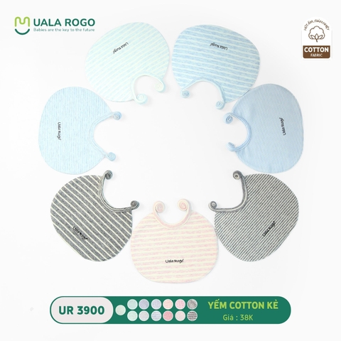 UR - Yếm tròn cotton kẻ 3900 - Ghi