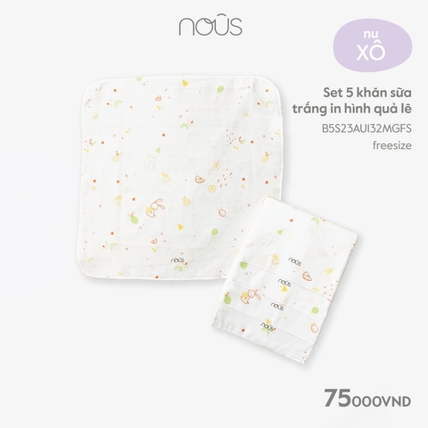 NOUS - Set 5 khăn sữa trắng in hình quả lê - . - FS