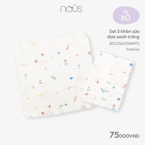 NOUS - Set 5 khăn sữa dứa xanh trắng - . - FS
