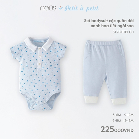 NOUS NP25 - Set body cộc quần dài xanh họa tiết ngôi sao - .a tiết ngôi sao - 12-18M