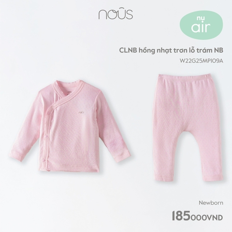 NOUS - cài lệch hồng nhạt trơn lỗ trám - Newborn