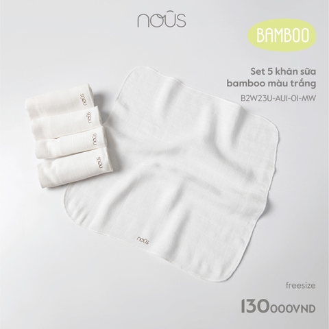 NOUS - Set 5 khăn sữa bamboo màu trắng - FS - SS25.NP