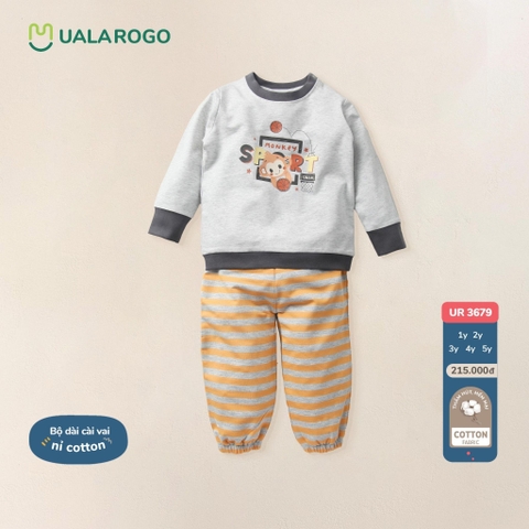 UR - Bộ cài vai nỉ cotton - 3679 - Trắng - 3Y