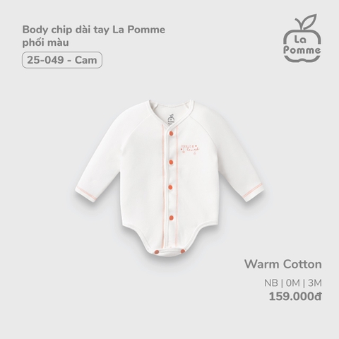 LP - Body chip dài tay La Pomme phối màu - Newnborn Trắng Cam - Thu Đông