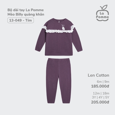 LP - Bộ dài tay La Pomme Mèo Billy quàng khăn - 6M Tím