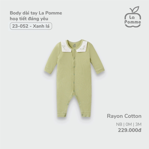 LP - Body dài tay La Pomme  hoạ tiết đáng yêu - Newborn Xanh lá