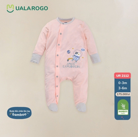 UR - Body liền chân lộn tay Bamboo - 2112 - Hồng - 0M