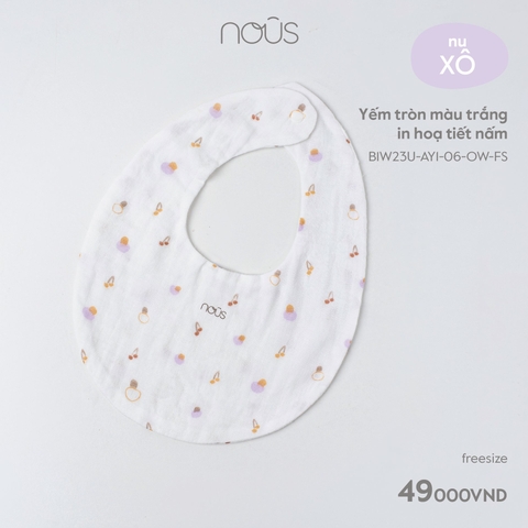 NOUS - Yếm tròn màu trắng in hoạ tiết nấm - Nu Xô - FS - SS23.T11B