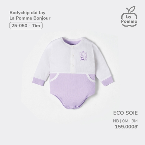 LP -  Body chip dài tay La Pomme Bonjour - Tím - 3-6M - SS24.T1A