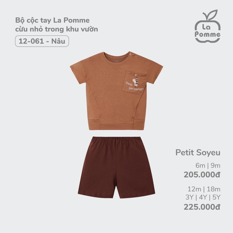 LP S20 - Bộ cộc tay La Pomme cừu nhỏ trong khu vườn - Nâu be cừu - 4-5Y - SS24.T1A