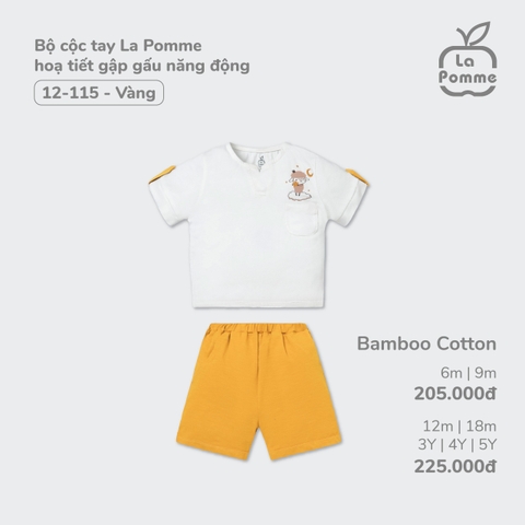 LP - Bộ cộc tay La Pomme hoạ tiết gập gấu năng động - 6M Vàng - SS24.T2A