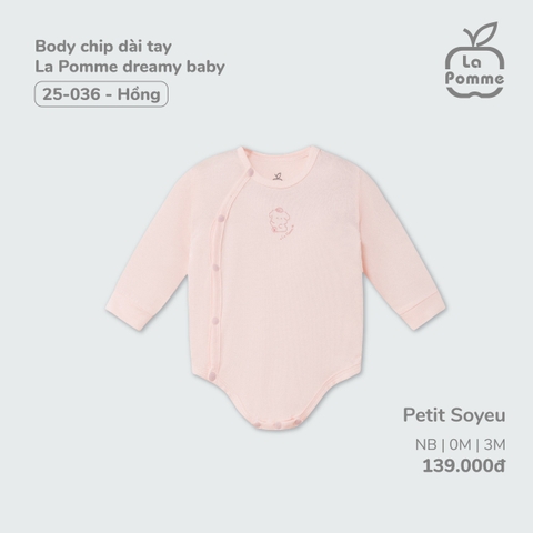 LP - Body chip dài tay La Pomme Dreamy Baby - Newborn Hồng - SS24.T2A - Body chip dài tay La Pomme Dreamy Baby - Hồng - Newborn
