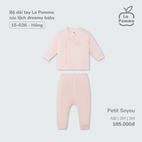 LP - Bộ Dài Tay La Pomme Cúc lệch Dreamy Baby - Hồng DB - 0-3M - SS26.GM
