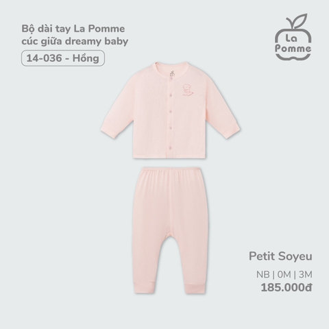 LP -  Bộ Dài Tay La Pomme Cúc giữa Dreamy Baby - Hồng DB - 0-3M - SS24.T2A