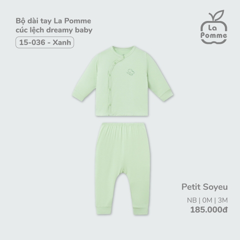 LP - Bộ Dài Tay La Pomme Cúc lệch Dreamy Baby - Xanh BD - 3-6M - SS24.T2A