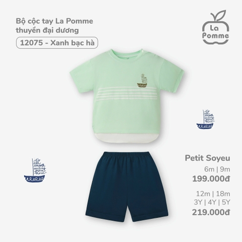 LP - Bộ cộc tay La Pomme thuyền đại dương - 12M Xanh bạc hà - SS24.T3A