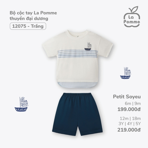 LP S20 - Bộ cộc tay La Pomme thuyền đại dương - Trắng thuyền - 4-5Y - SS24.T3A