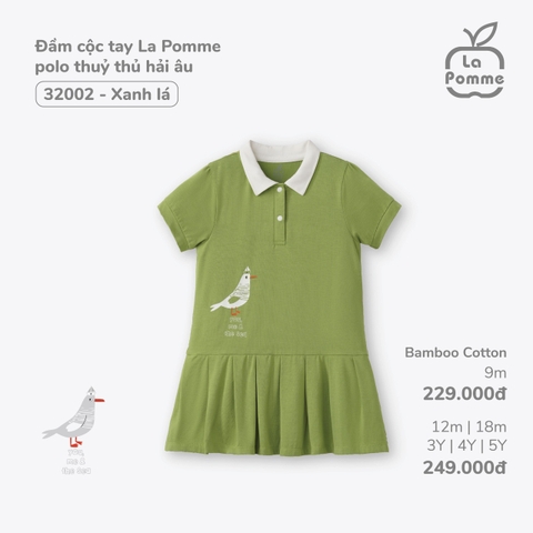 LP S10 - Đầm bộ cộc tay La Pomme Polo thủy thủ hải âu - Xanh lá - 18-24M - SS24.T3A