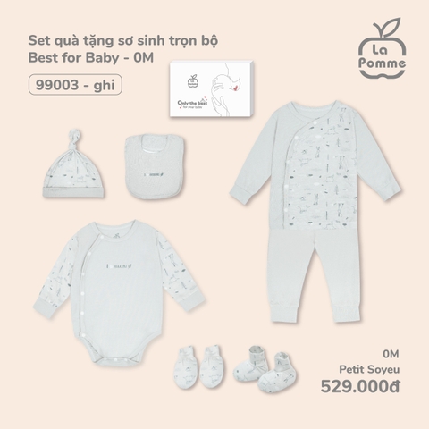 LP - Set quà tặng sơ sinh trọn bộ Best for Baby - 0M Ghi - SS24.T3A