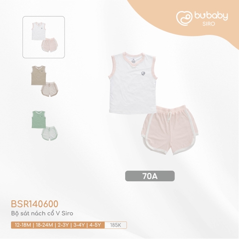 BU - Bộ sát nách cổ V Siro - 70A|Trắng - Kẻ hồng - 18 - 24M - Siro - BSR140600 - SS24.T3B - 18/24M