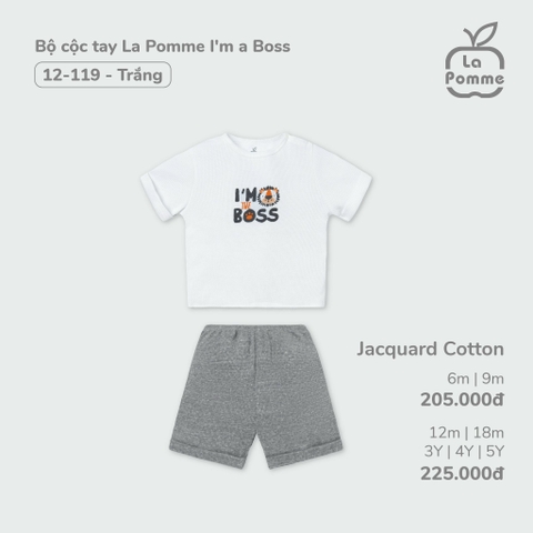 LP - Bộ cộc tay La Pomme I'm a Boss - 6M Trắng - SS24.T3B