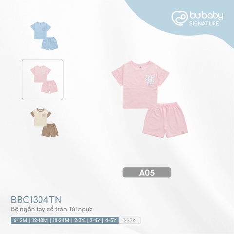 BU - Bộ ngắn tay cổ tròn Túi ngực - A05|Hồng - 6-12M - BU Signature - BBC1304TN - SS24.T4A - 6/12M