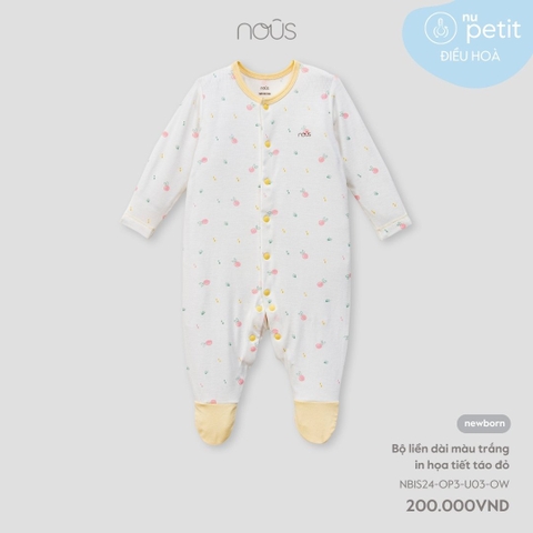 NOUS - Body dài màu trắng in họa tiết táo đỏ - | in họa tiết táo đỏ - Newborn - Body dài màu trắng in họa tiết táo đỏ - | in họa tiết táo đỏ - Newborn