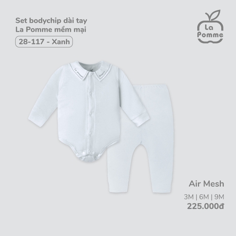 LP - Set Body chip dài tay La Pomme mềm mại - 6M Xanh - SS24.T4A