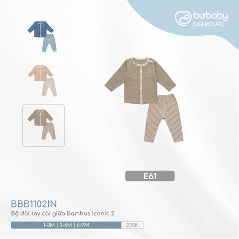 BU - Bộ dài tay cài giữa Bambus Iconic 2 - E61|Nâu sữa - Be in Iconic 2 - Bamboo - BBB1102IN - SS24.T4B