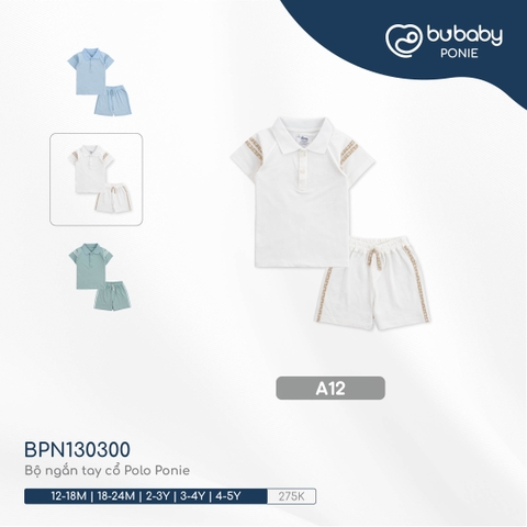 BU - Bộ ngắn tay cổ Polo Ponie - A12|Trắng - 18-24M - Polo - BPN130300 - SS24.T4B - 18/24M