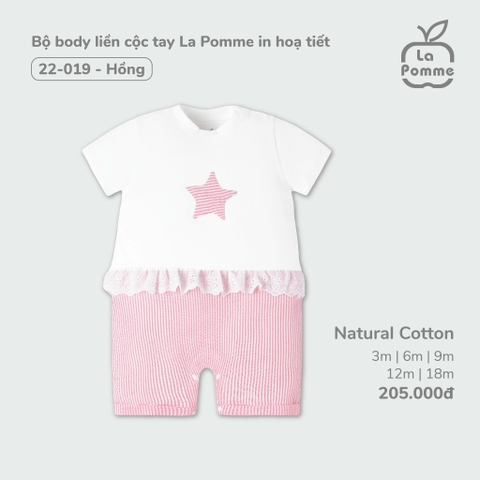 LP S10 - Bộ body liền cộc tay La Pomme in hoạ tiết - Hồng họa tiết - 12-18M - SS25.NP