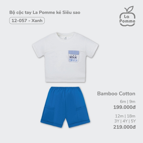 LP - Bộ cộc tay La Pomme kẻ Siêu sao - 6M Xanh SS24.T4B