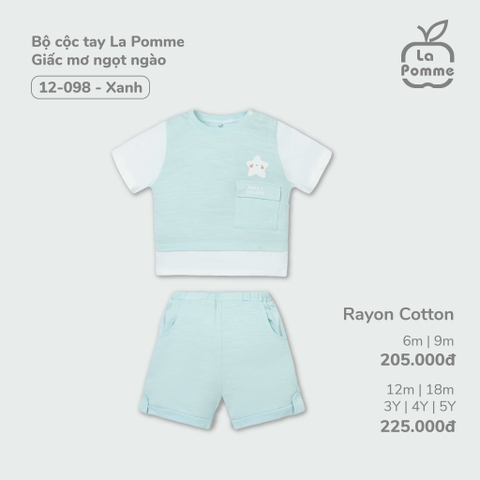 LP S10 - Bộ cộc tay La Pomme Giấc mơ ngọt ngào - Xanh giấc mơ - 4-5Y - SS24.T4B