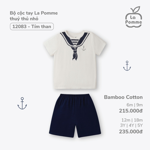 LP - Bộ cộc tay La Pomme thủy thủ nhỏ - 18M Tím than SS24.T4B