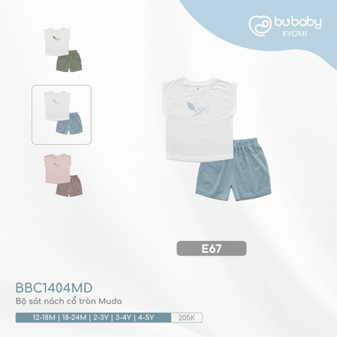 BU - Bộ sát nách cổ tròn Muda - E67|Trắng - Xanh ghi đá - BBC1404MD - 18-24M - SS24.T5A - 18/24M