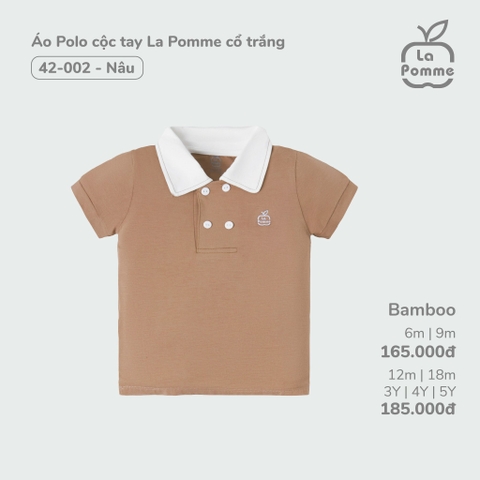 LP S20 - Áo Polo cộc tay La Pomme cổ trắng - Nâu - 4-5Y - SS24.T5A